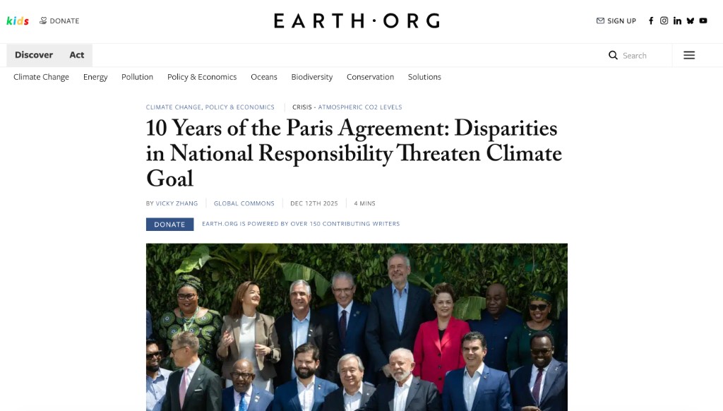 10 Years of the Paris Agreement：Earth.org 数据可视化报道